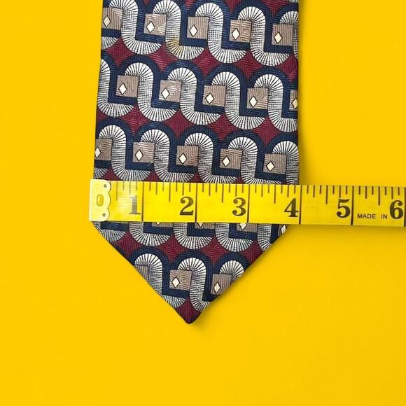 Robert Talbott Parisian Tie – Retro Geometric Pattern, Made in USA, 100% Silk - Picture 5 of 7